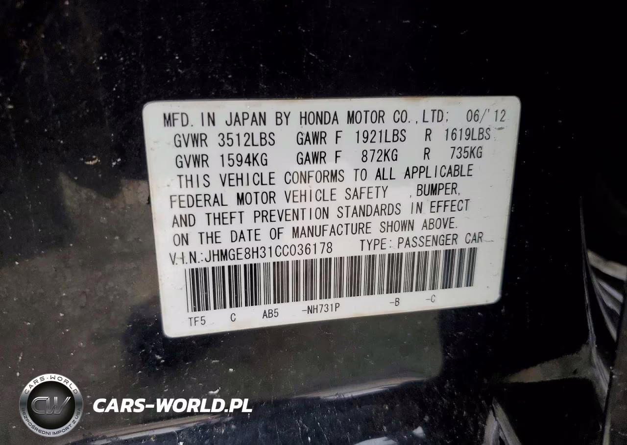 2012 Honda Fit VIN:JHMGE8H31CC036178 - 12