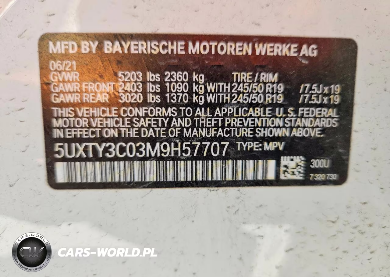 2021 BMW X3 Sdrive30I VIN:5UXTY3C03M9H57707 - 14