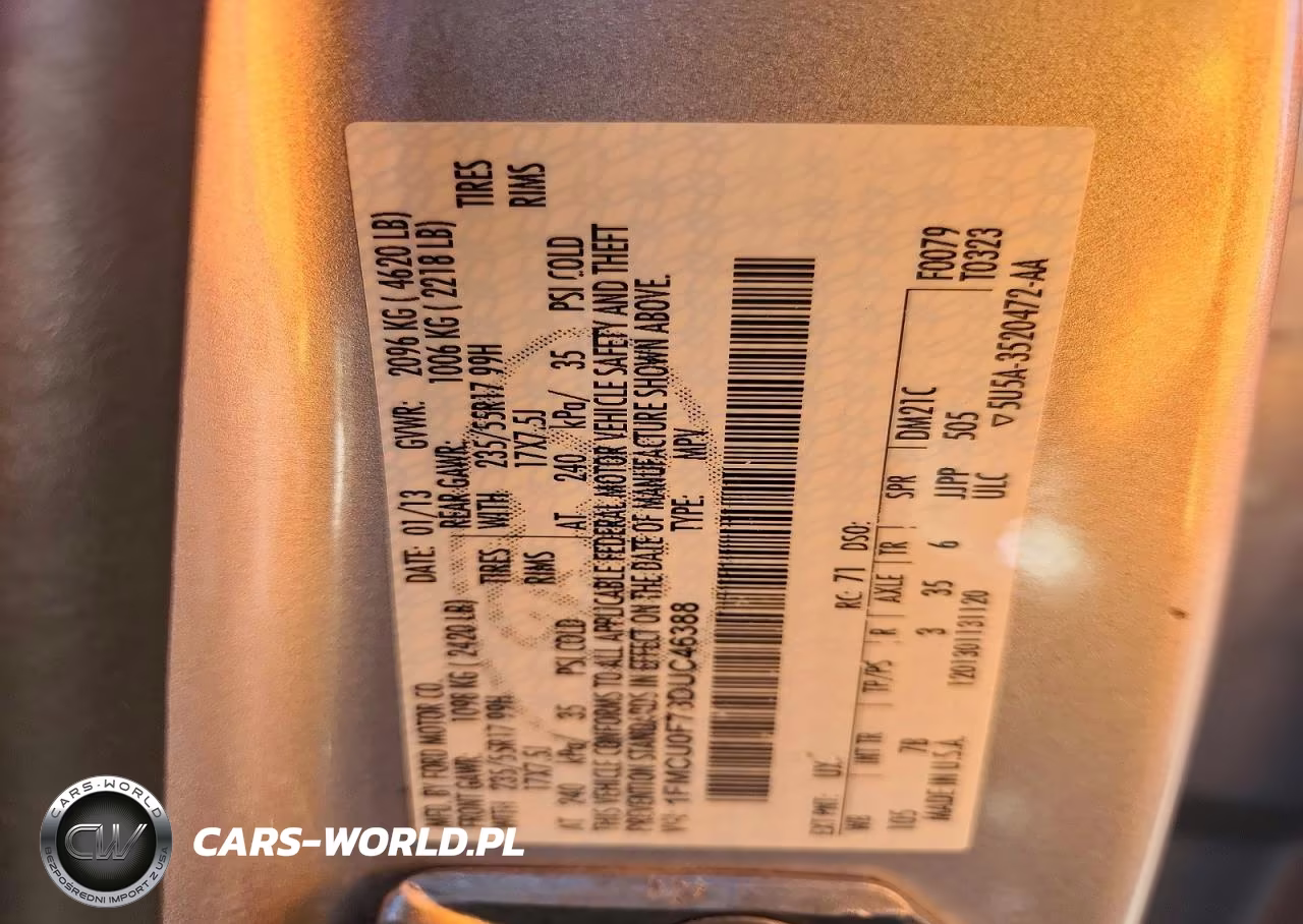 2013 Ford Escape S VIN:1FMCU0F78DUC46388 - 12