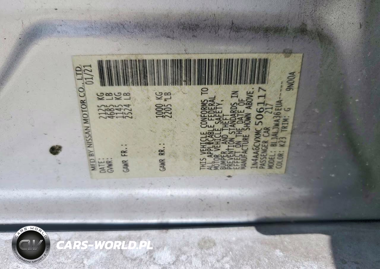 2021 Nissan Maxima Sv VIN:1N4AA6CVXMC506117 - 13