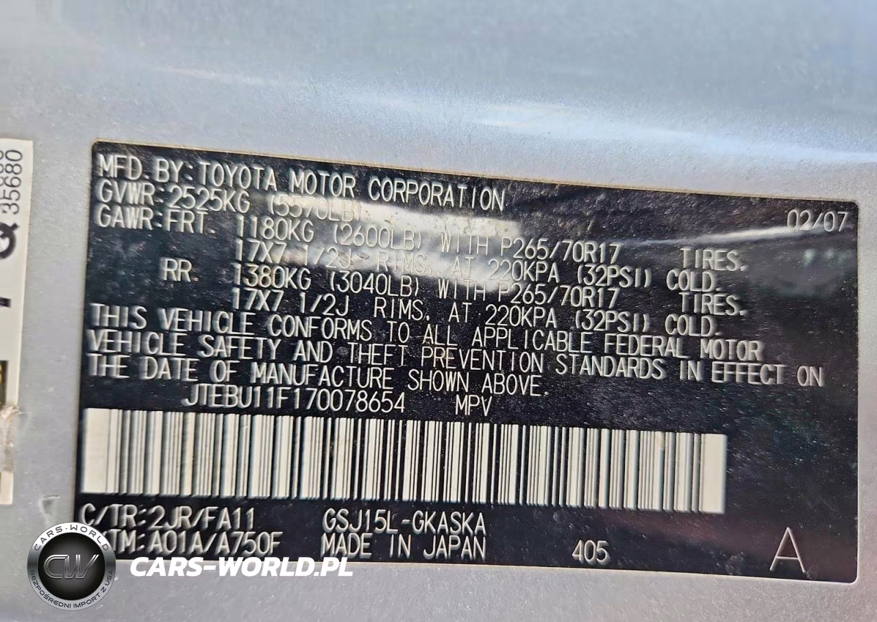 2007 Toyota Fj Cruiser Base VIN:JTEBU11F170078654 - 13