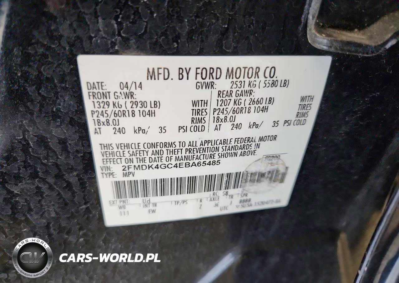 2014 Ford Edge Se VIN:2FMDK4GC4EBA65485 - 14