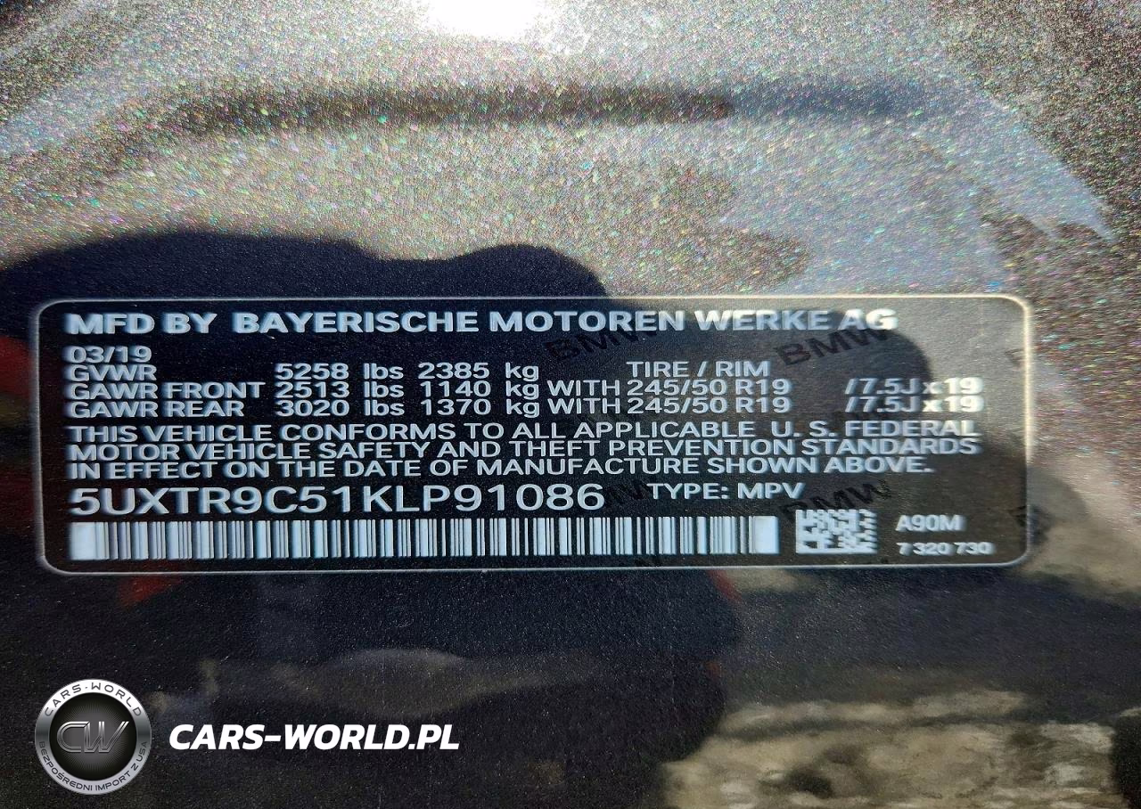2019 BMW X3 xDrive30I VIN:5UXTR9C51KLP91086 - 14