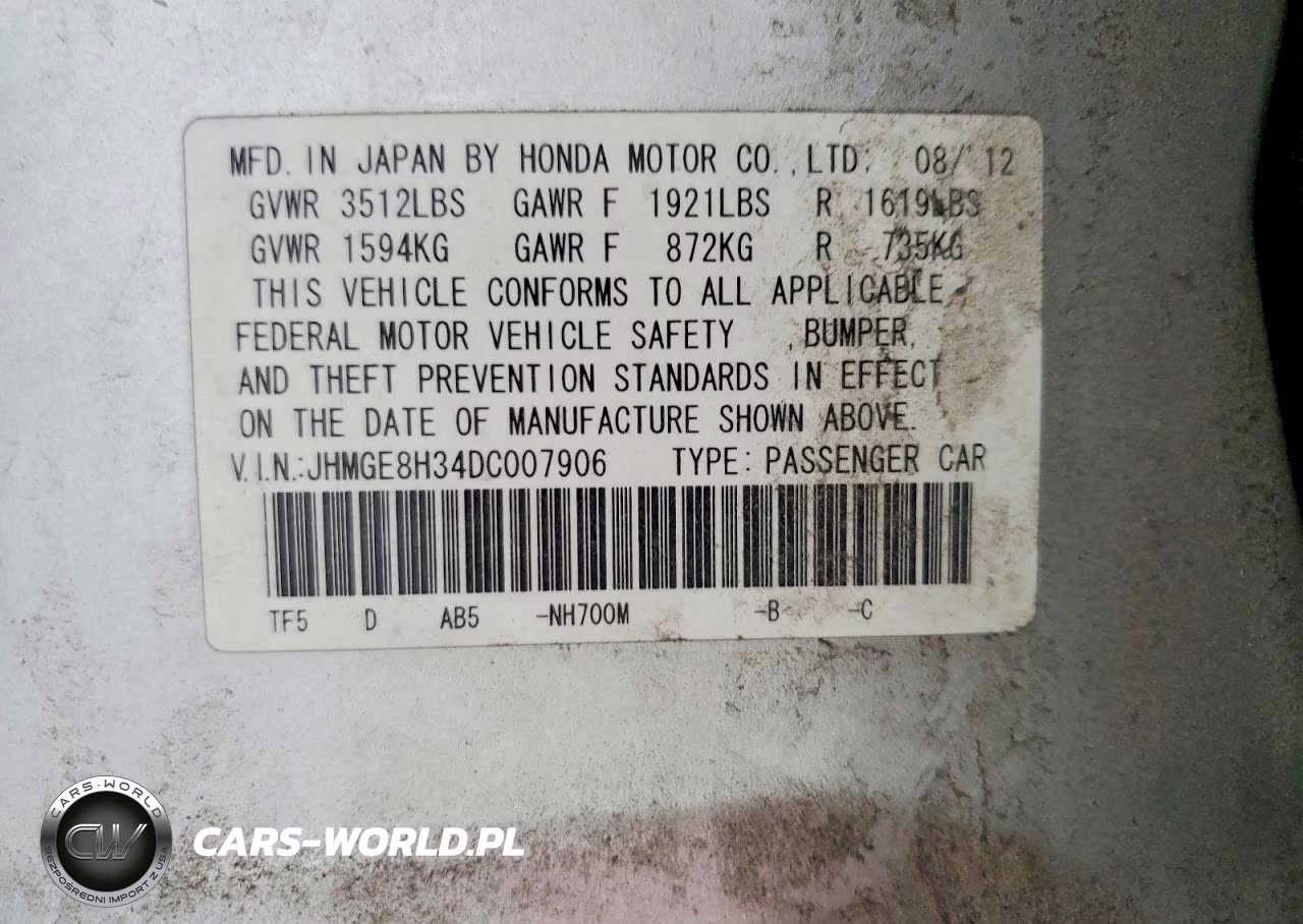 2013 Honda Fit VIN:JHMGE8H34DC007906 - 12