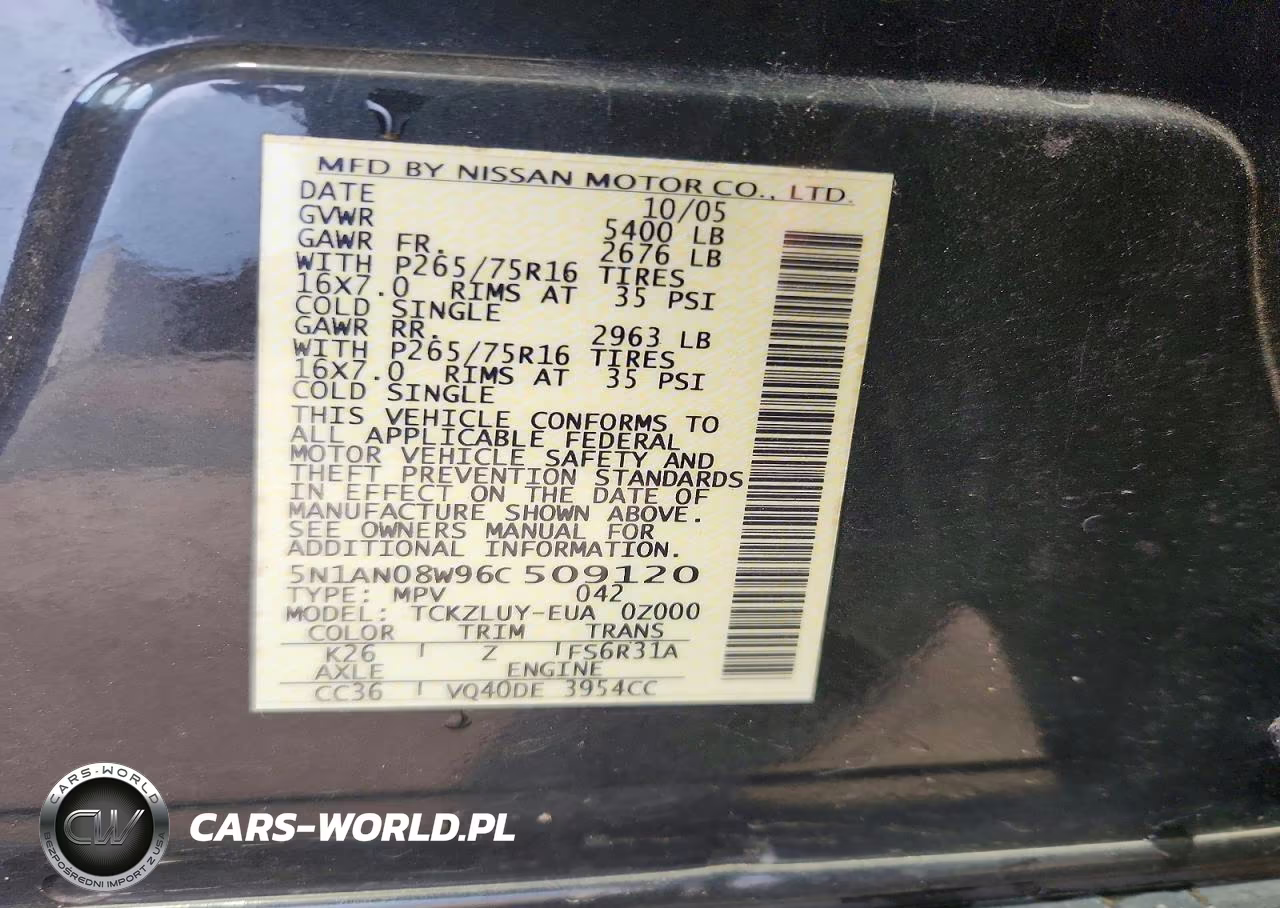 2006 Nissan Xterra X VIN:5N1AN08W96C509120 - 13
