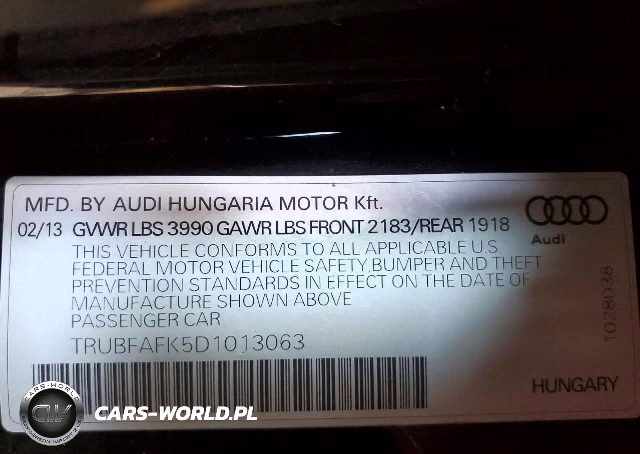 2013 Audi Tt Premium Plus VIN:TRUBFAFK5D1013063 - 12