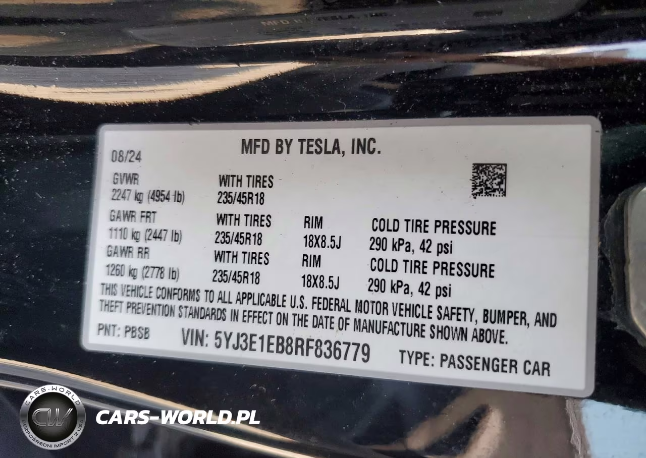 2024 Tesla Model 3 VIN:5YJ3E1EB8RF836779 - 12