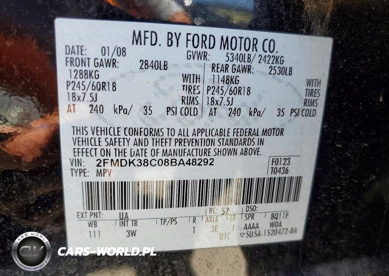 2008 Ford Edge Sel VIN:2FMDK38C08BA48292 - 14