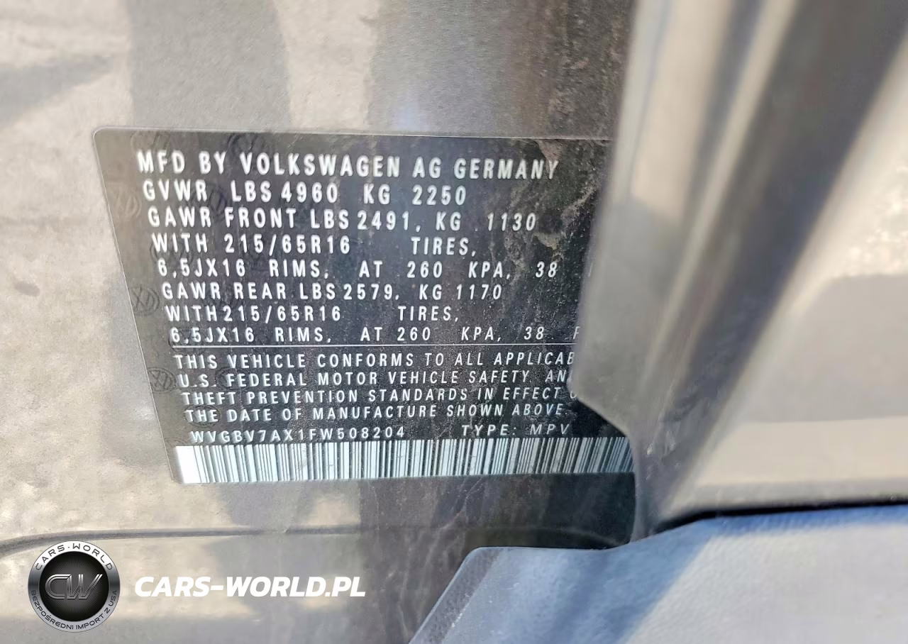 2015 Volkswagen Tiguan S VIN:WVGBV7AX1FW508204 - 12