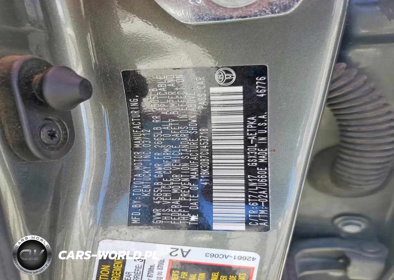 2012 Toyota Avalon Limited VIN:4T1BK3DB7CU453718 - 12