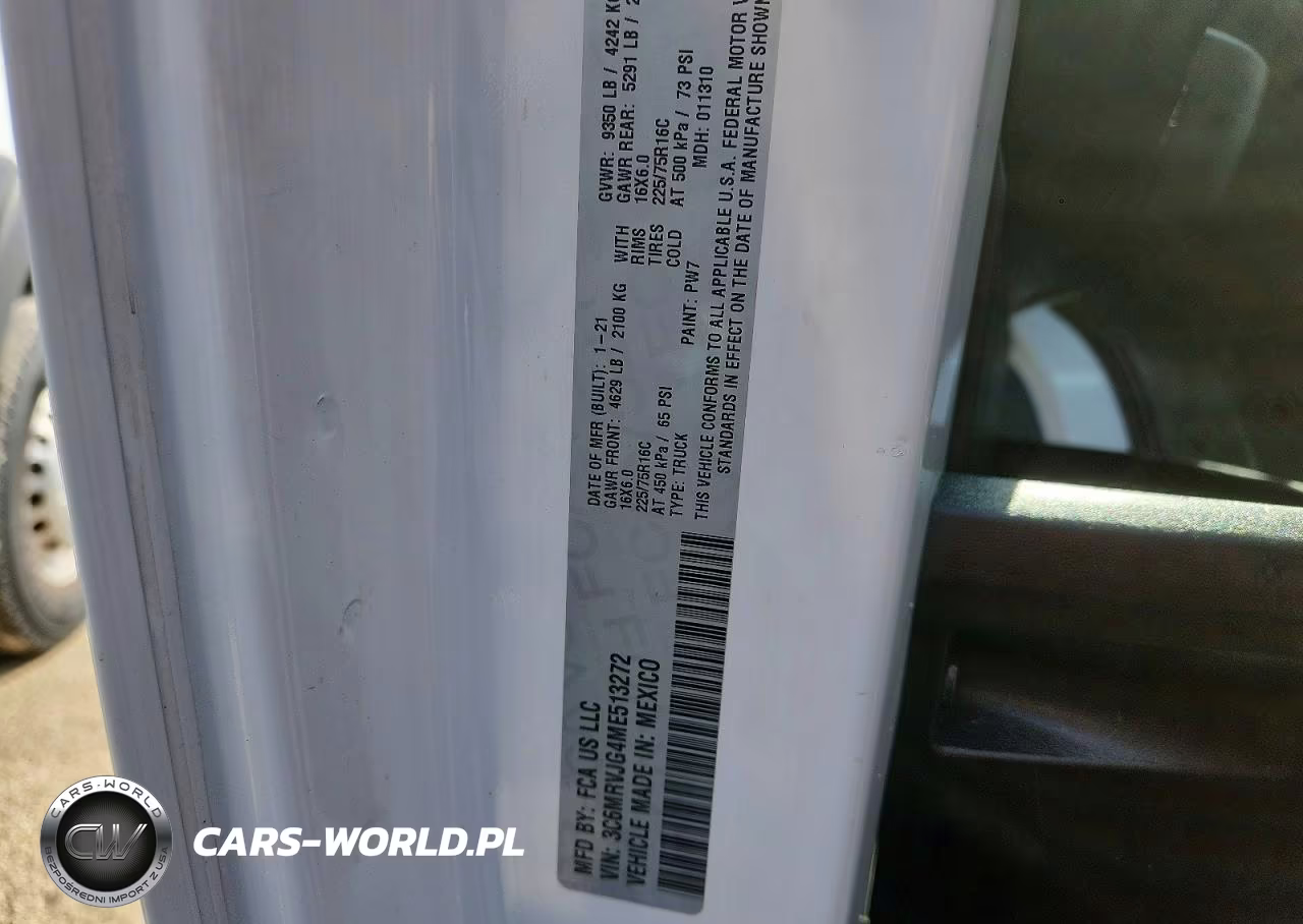 2021 Ram Promaster - Delivery Van VIN:3C6MRVJG4ME513272 - 12