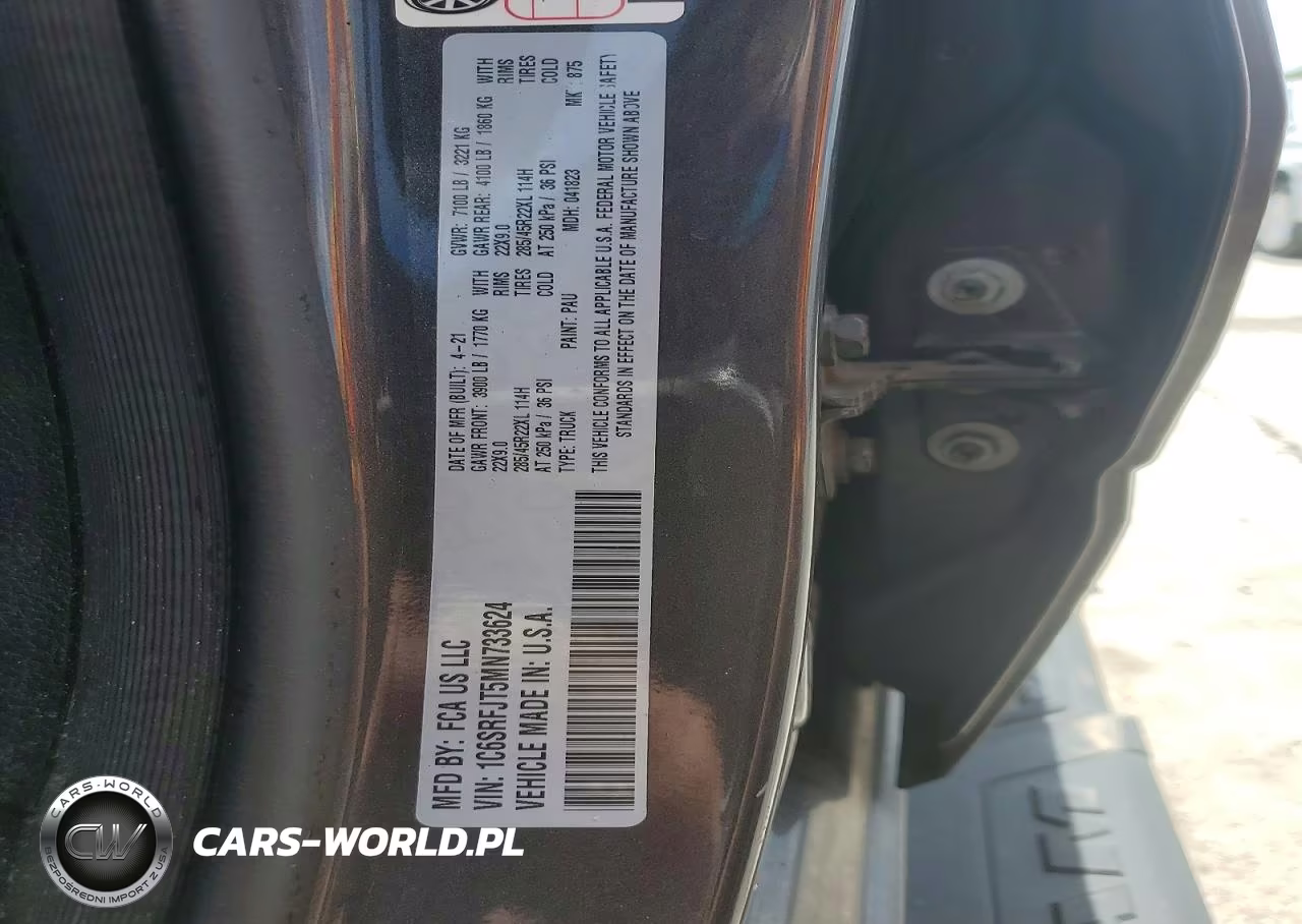 2021 Ram 1500 Laramie VIN:1C6SRFJT5MN733624 - 12