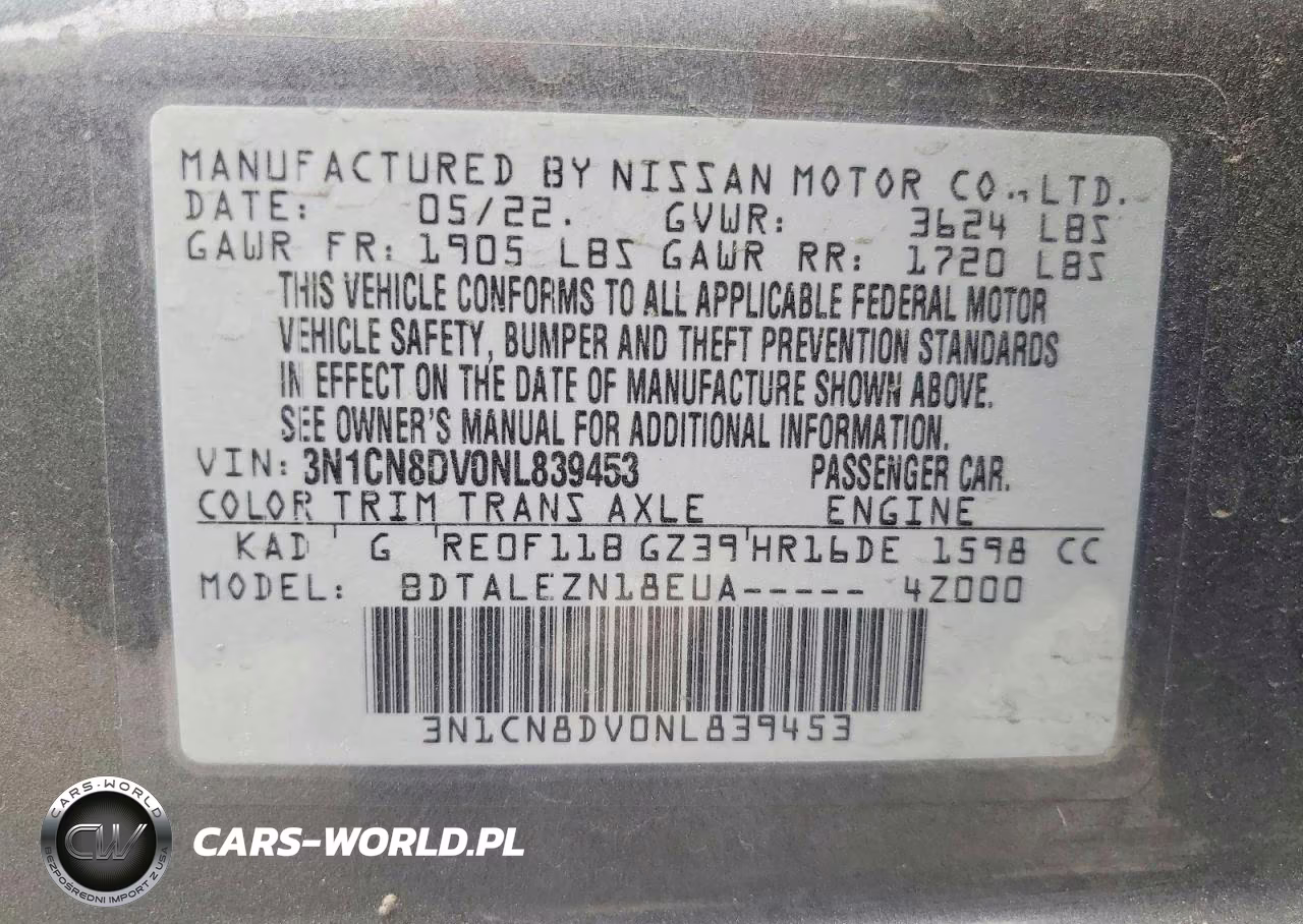 2022 Nissan Versa S VIN:3N1CN8DV0NL839453 - 12