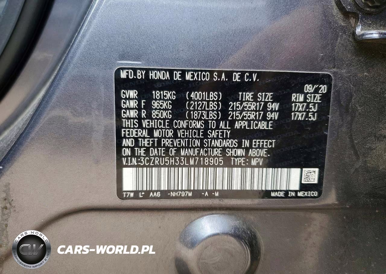 2020 Honda Hr-V Lx VIN:3CZRU5H33LM718905 - 13