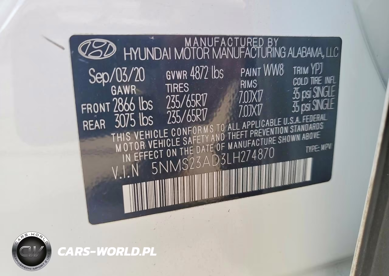 2020 Hyundai Santa Fe Se VIN:5NMS23AD3LH274870 - 13