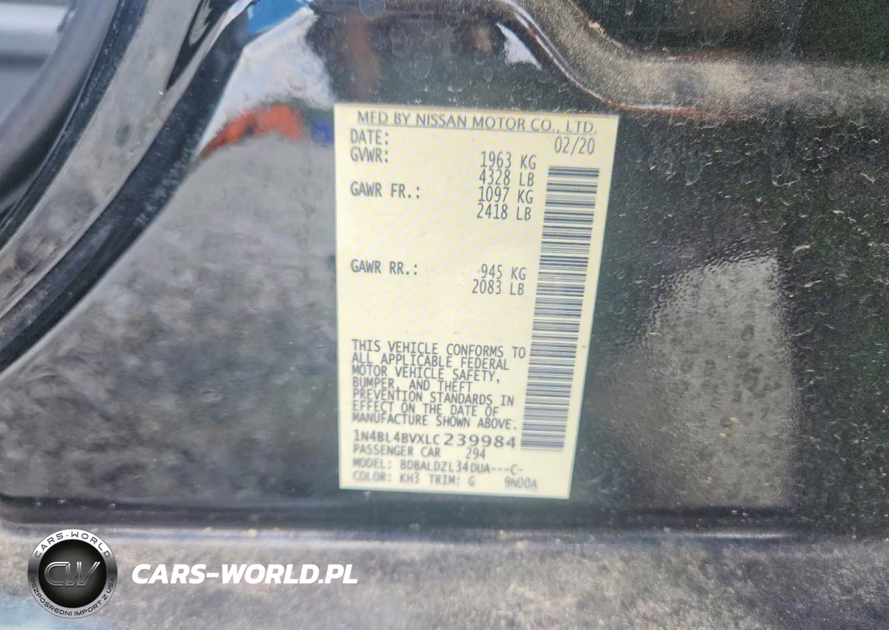 2020 Nissan Altima S VIN:1N4BL4BVXLC239984 - 12