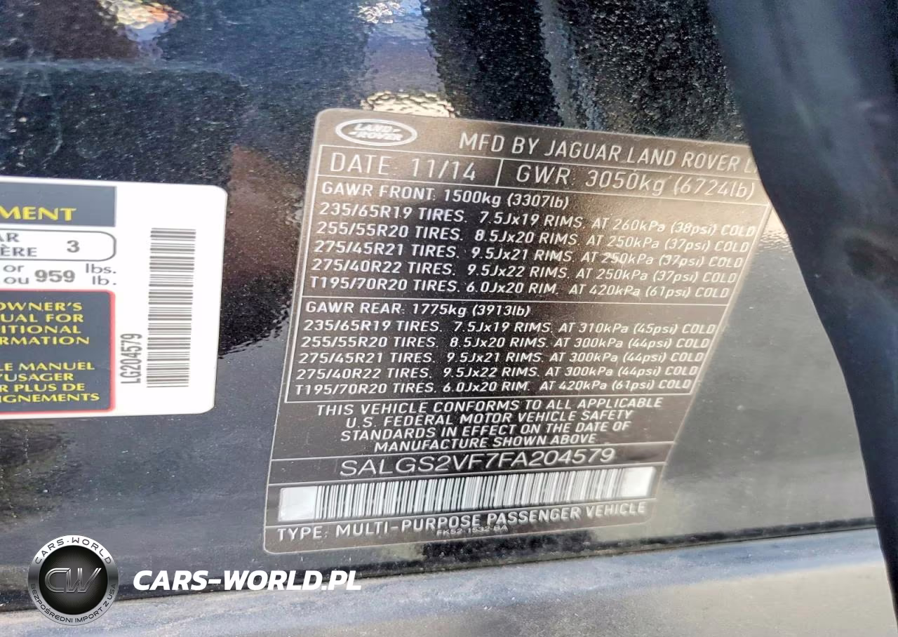 2015 Land Range Rover VIN:SALGS2VF7FA204579 - 13