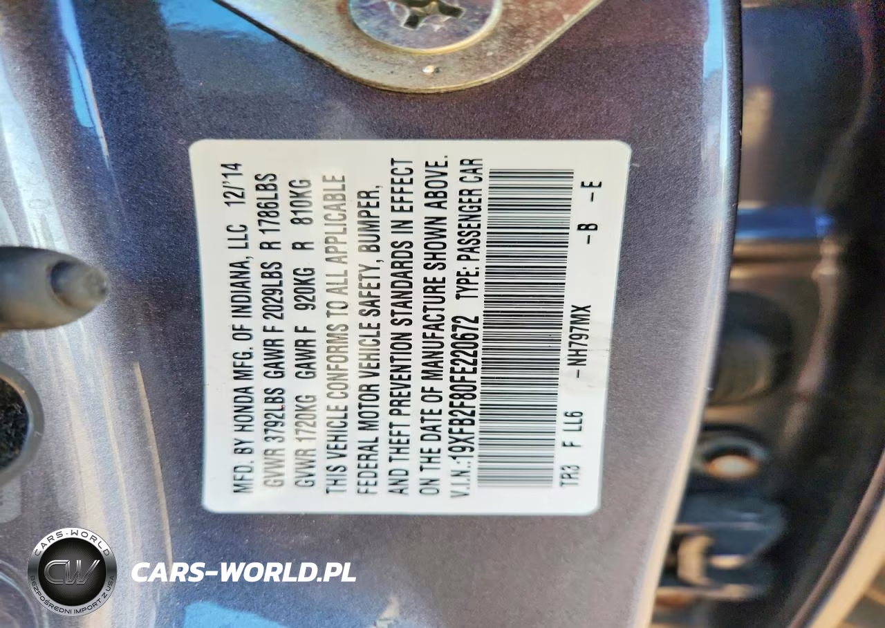 2015 Honda Civic Ex VIN:19XFB2F80FE220672 - 12