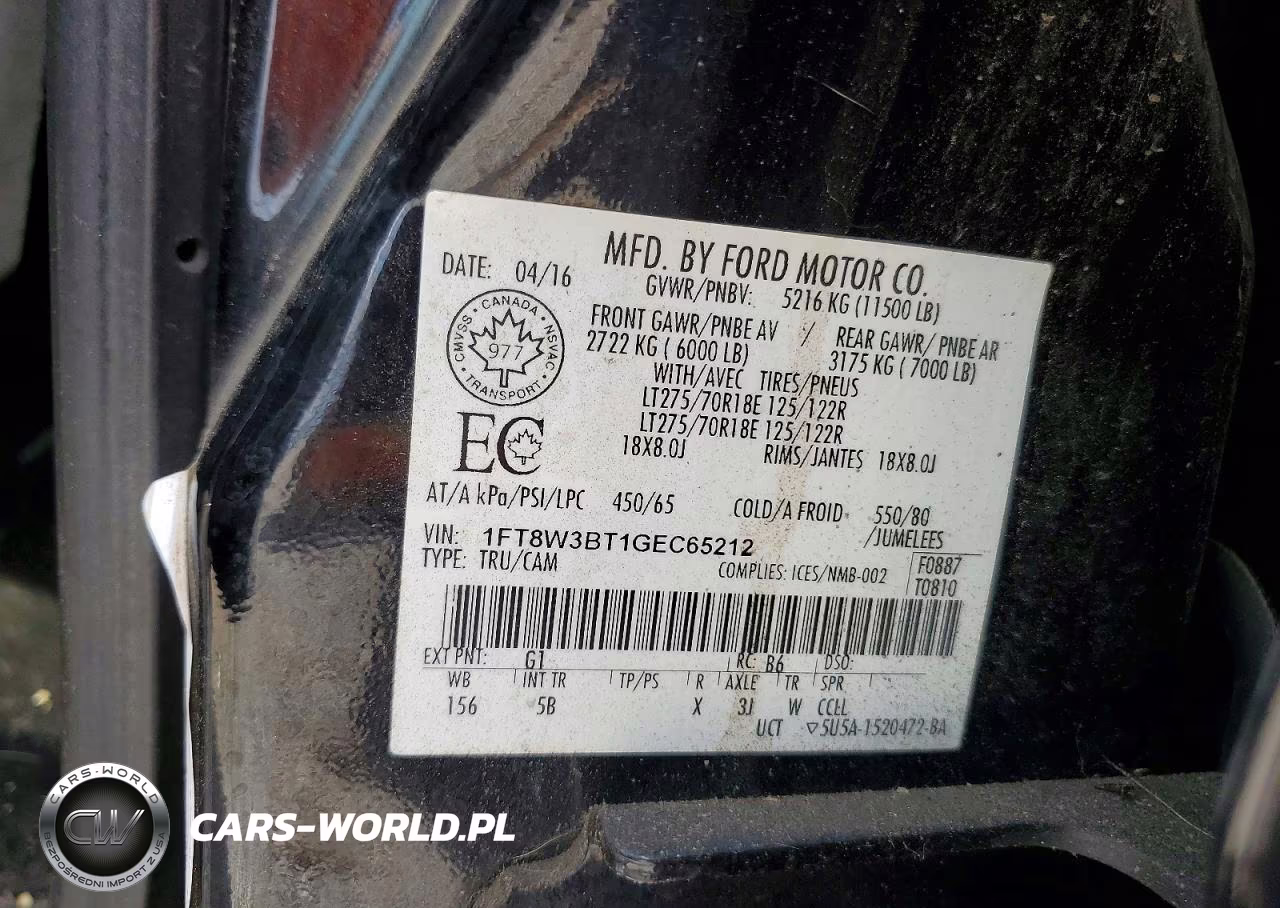 2016 Ford F350 Super Duty VIN:1FT8W3BT1GEC65212 - 13
