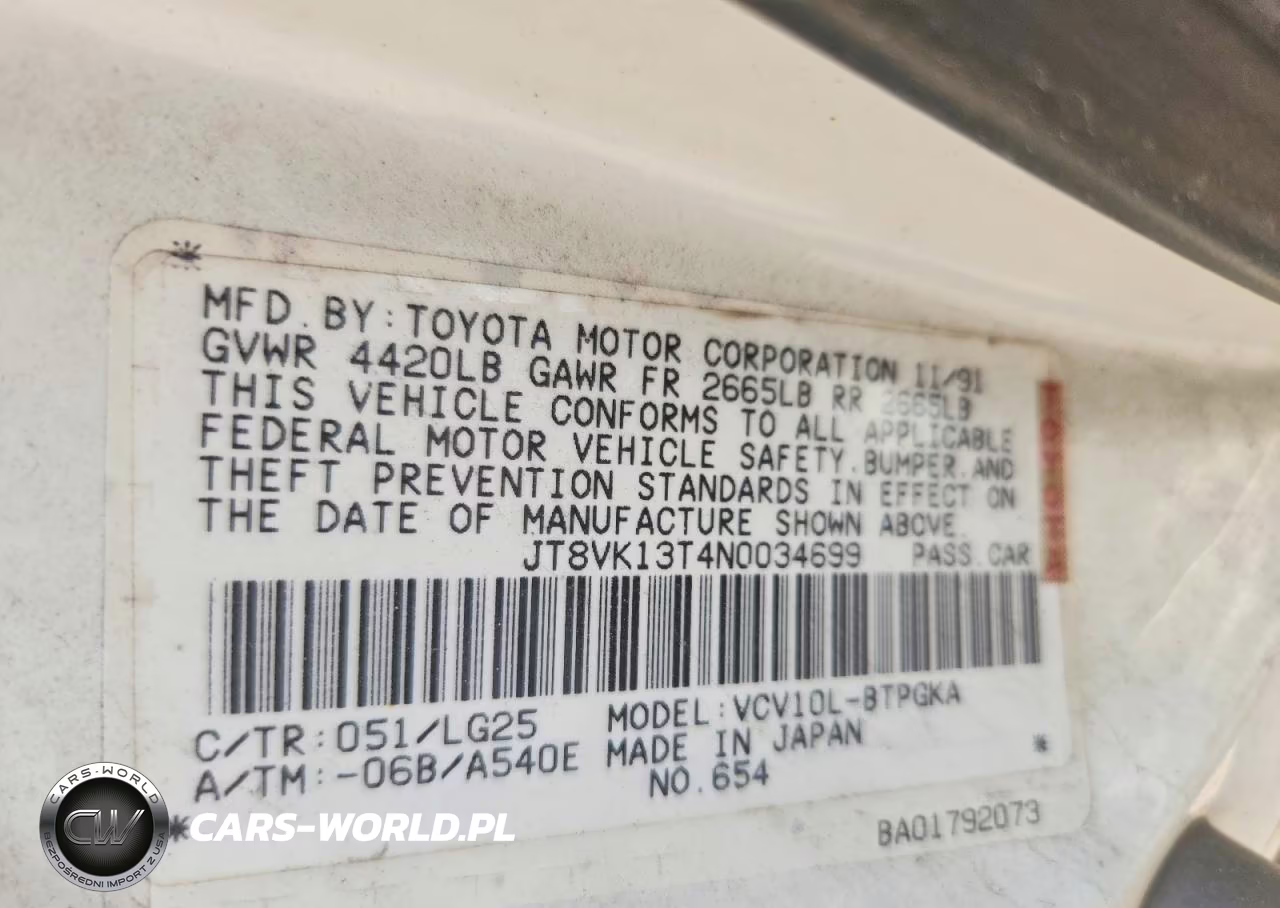 1992 Lexus Es 300 VIN:JT8VK13T4N0034699 - 12