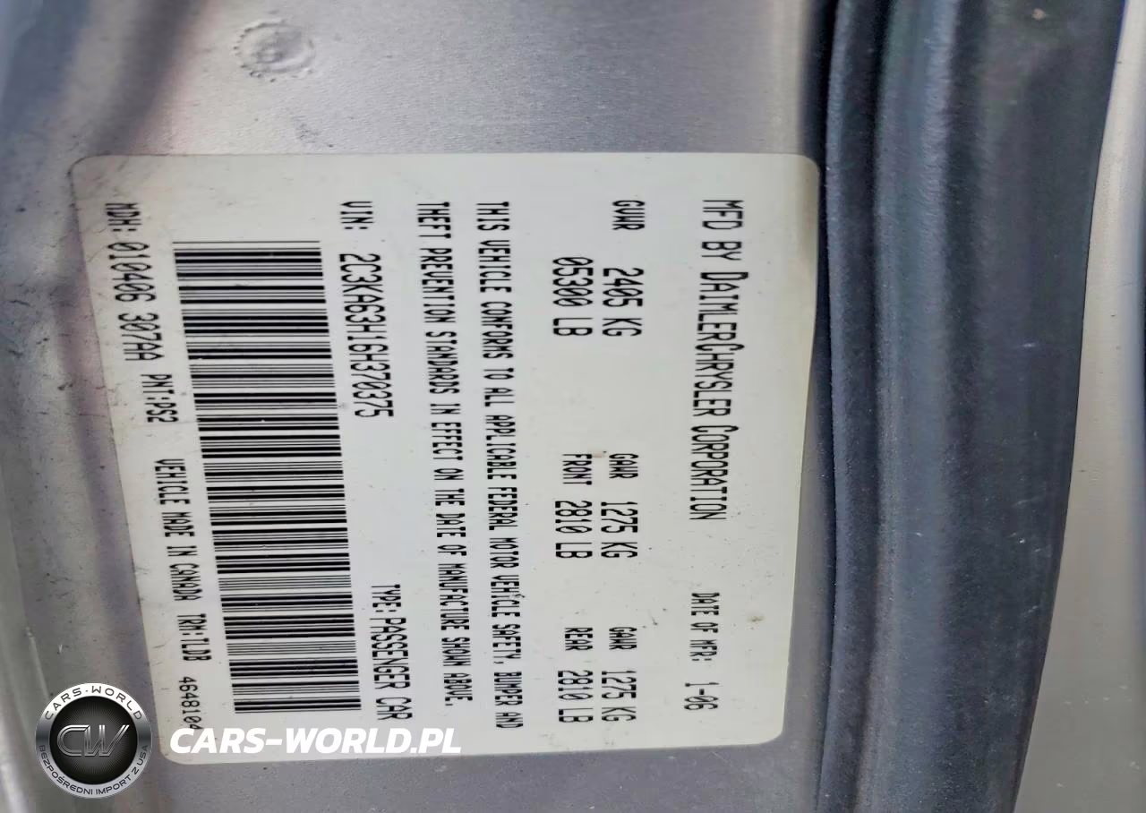2006 Chrysler 300C VIN:2C3KA63H16H370375 - 12