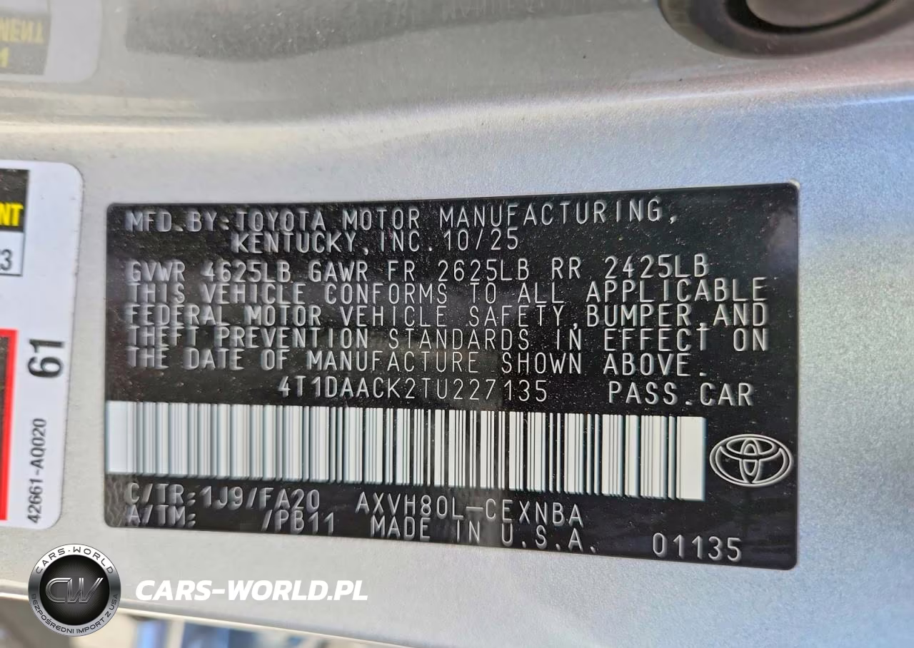 2026 Toyota Camry Le VIN:4T1DAACK2TU227135 - 12