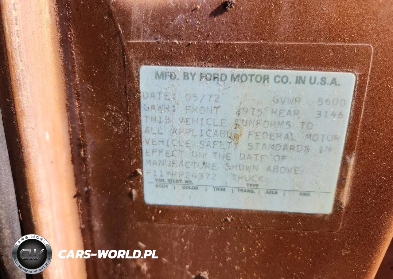 1972 Ford F100 Series VIN:F11YRP24372 - 12
