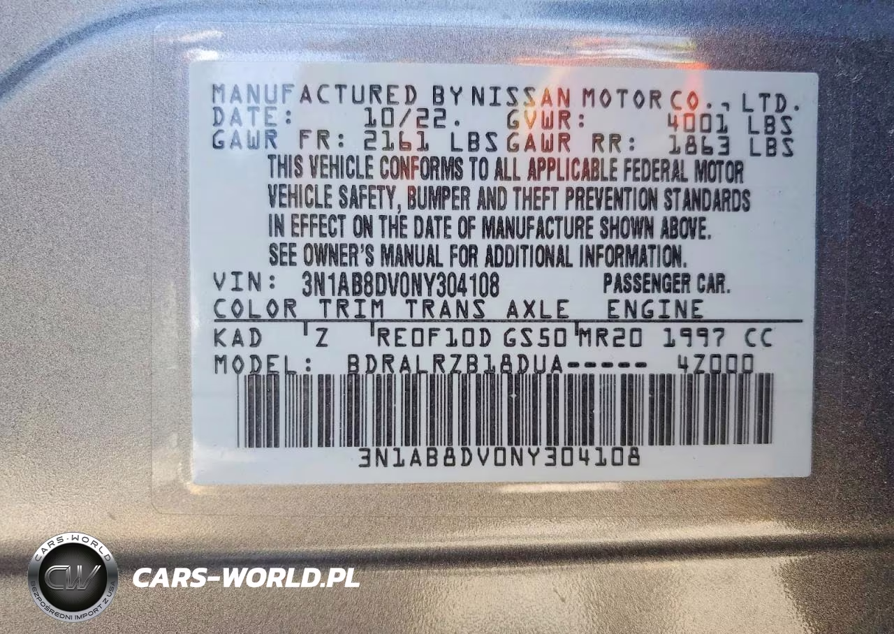 2022 Nissan Sentra Sr VIN:3N1AB8DV0NY304108 - 12
