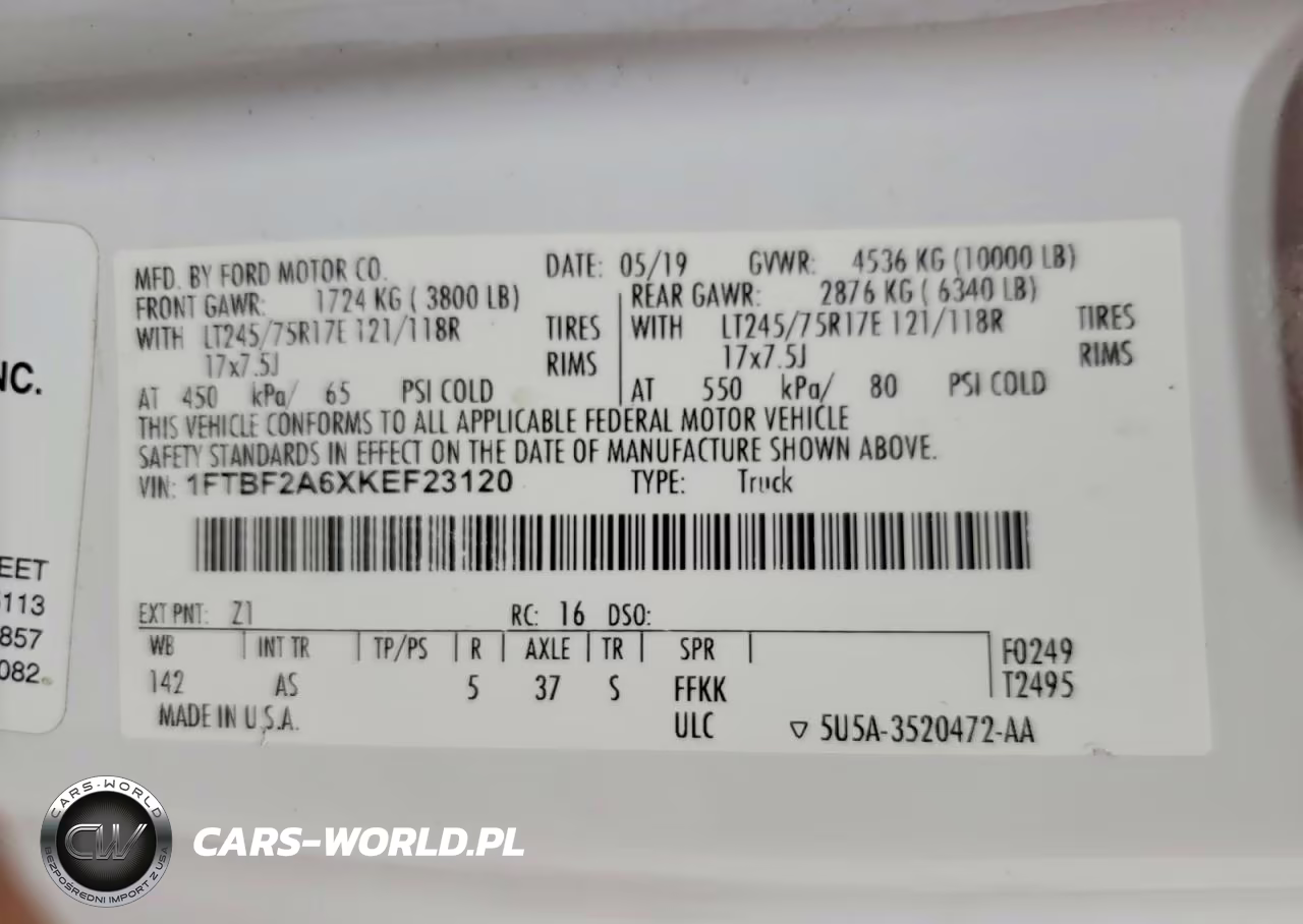 2019 Ford F250 Super Duty VIN:1FTBF2A6XKEF23120 - 13