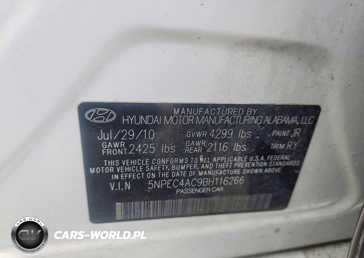 2011 HYUNDAI SONATA SE VIN:5NPEC4AC9BH116266 - 13