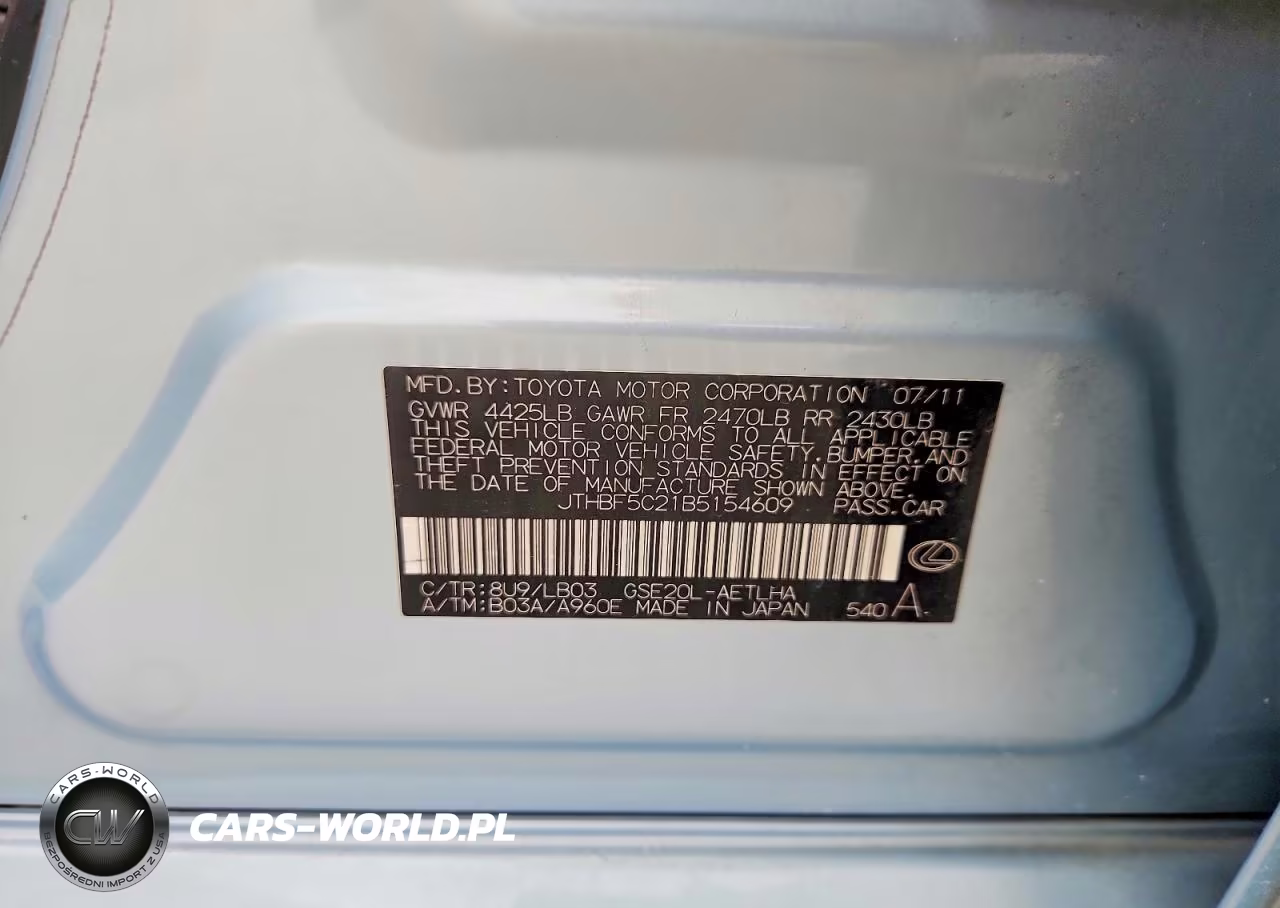 2011 Lexus Is 250 VIN:JTHBF5C21B5154609 - 12