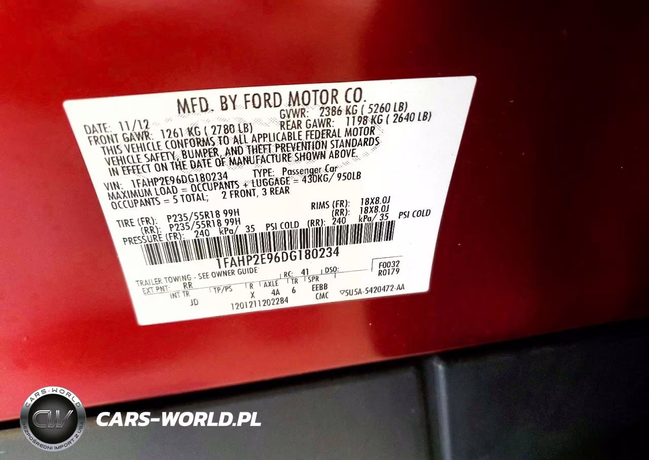 2013 Ford Taurus VIN:1FAHP2E96DG180234 - 12