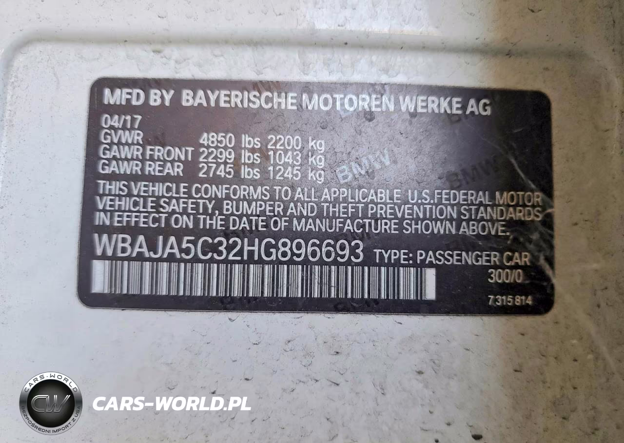 2017 BMW 530 I VIN:WBAJA5C32HG896693 - 12