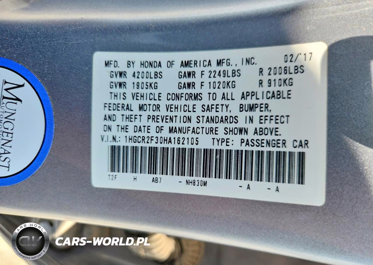 2017 Honda Accord Lx VIN:1HGCR2F30HA162105 - 13