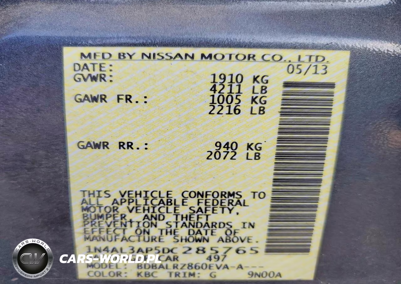2013 Nissan Altima VIN:1N4AL3AP5DC285765 - 12