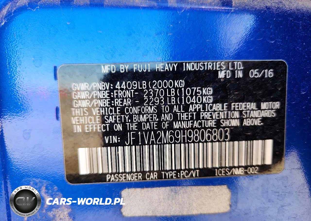 2017 Subaru Wrx Sti VIN:JF1VA2M69H9806803 - 12