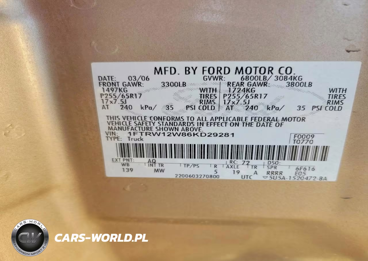 2006 Ford F150 Supercrew VIN:1FTRW12W86KD29281 - 12