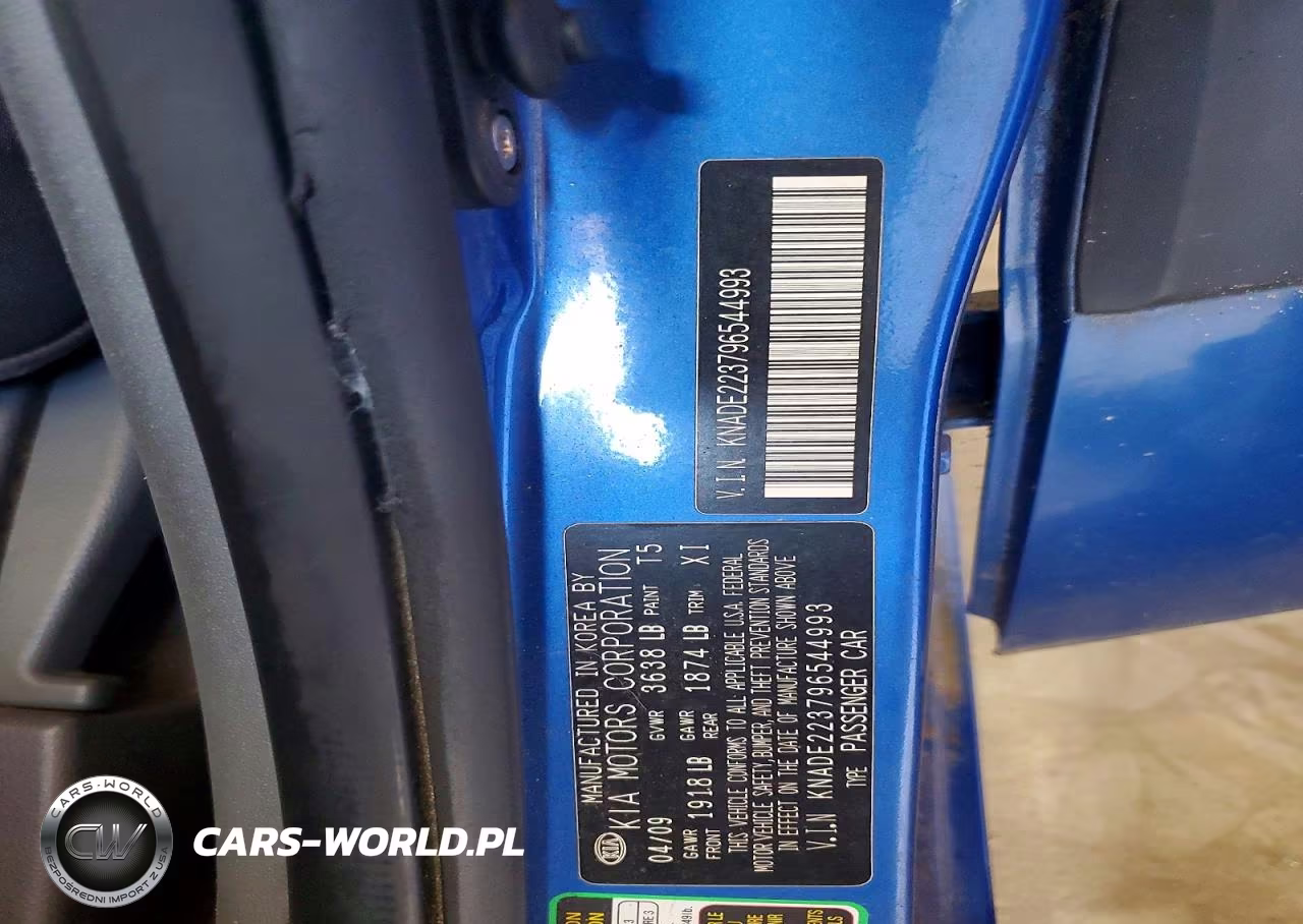 2009 Kia Rio Base VIN:KNADE223796544993 - 12