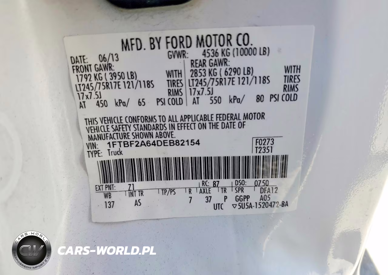 2013 Ford F250 Super Duty VIN:1FTBF2A64DEB82154 - 12