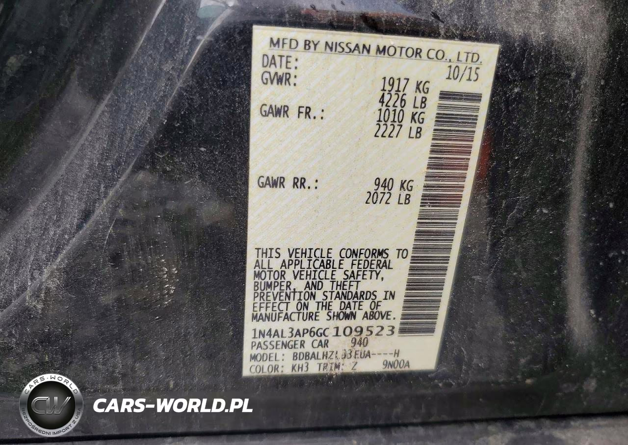 2016 Nissan Altima 2.5 Sr VIN:1N4AL3AP6GC109523 - 12