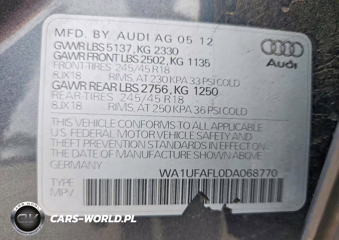 2013 Audi A4 Allroad Premium Plus VIN:WA1UFAFL0DA068770 - 12