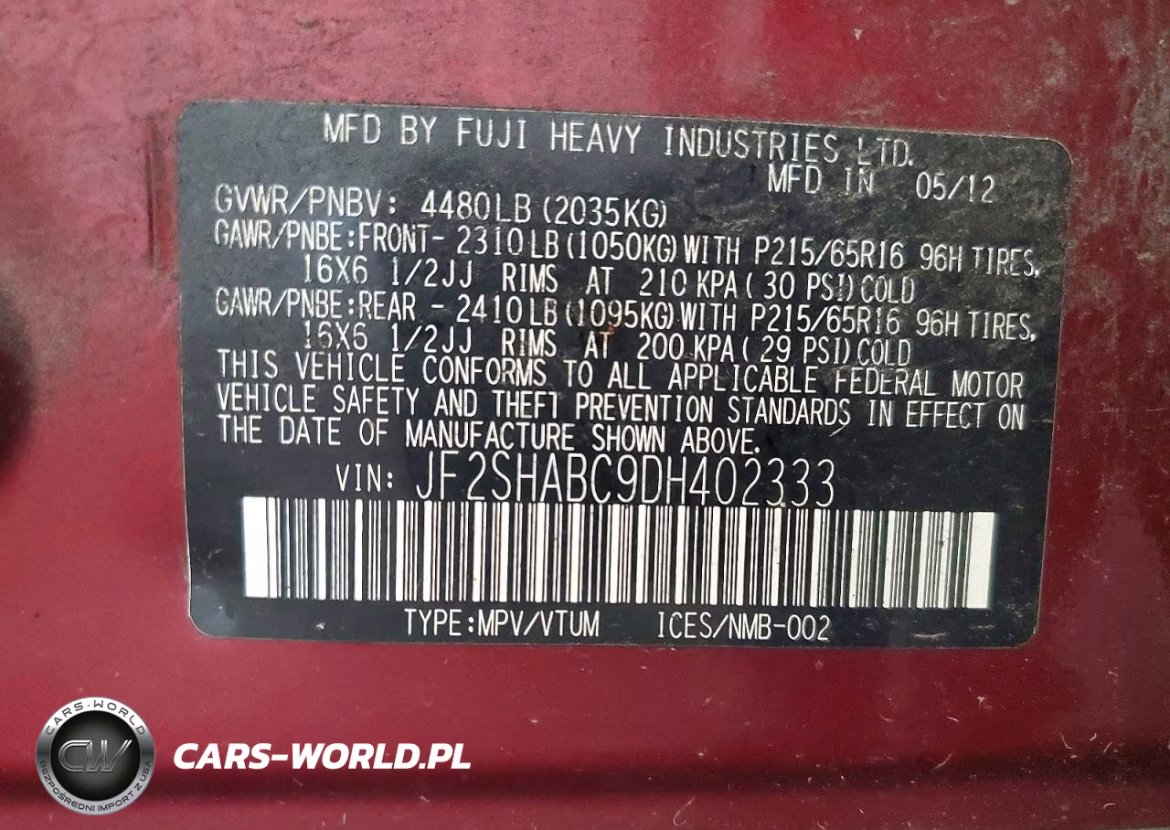 2013 Subaru Forester 2.5X VIN:JF2SHABC9DH402333 - 13