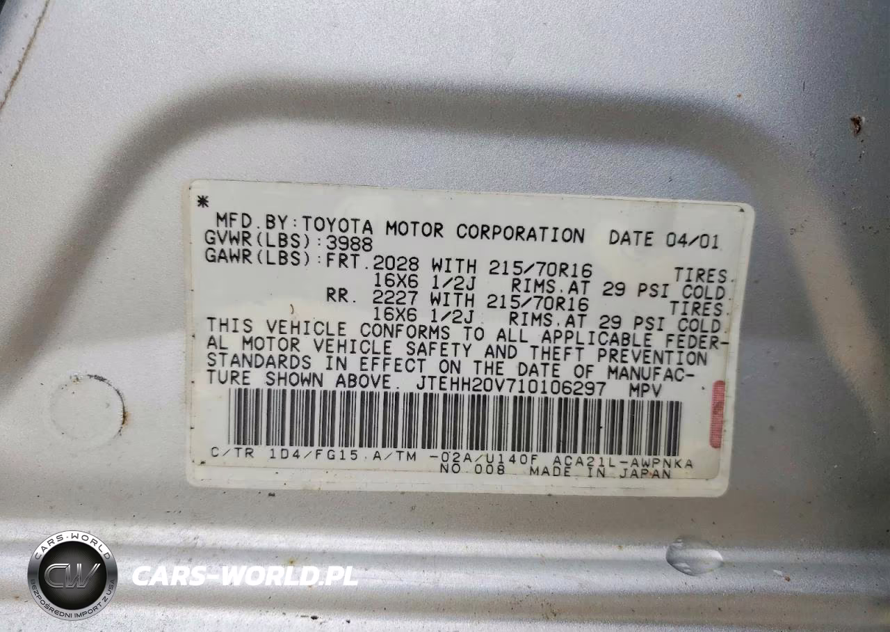 2001 Toyota Rav4 Base VIN:JTEHH20V710106297 - 13
