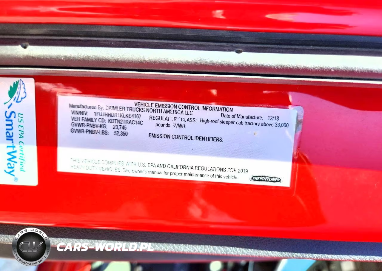 2019 Freightliner Cascadia 1 - Semi Truck VIN:1FUJHHDR1KLKE4167 - 12