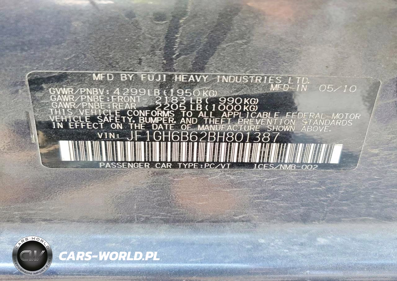 2011 Subaru Impreza 2.5I Premium VIN:JF1GH6B62BH801387 - 13
