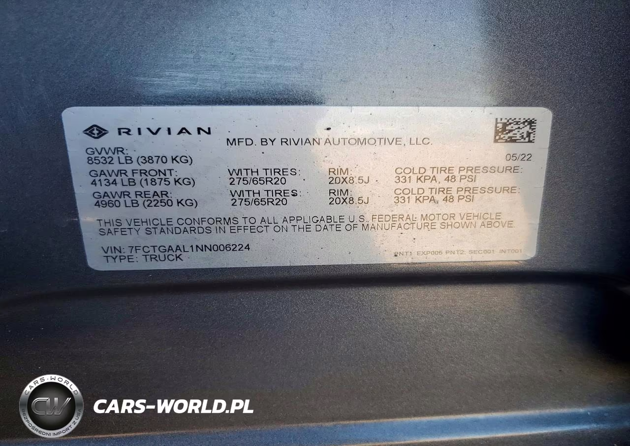 2022 Rivian R1T Launch Edition VIN:7FCTGAAL1NN006224 - 12
