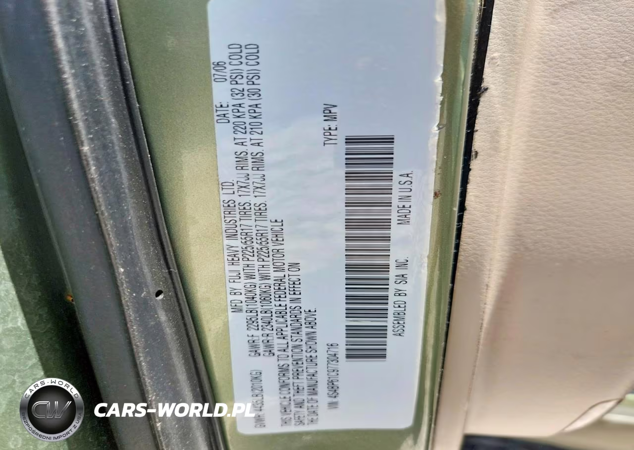 2007 Subaru Outback 2.5I VIN:4S4BP61C977304716 - 12