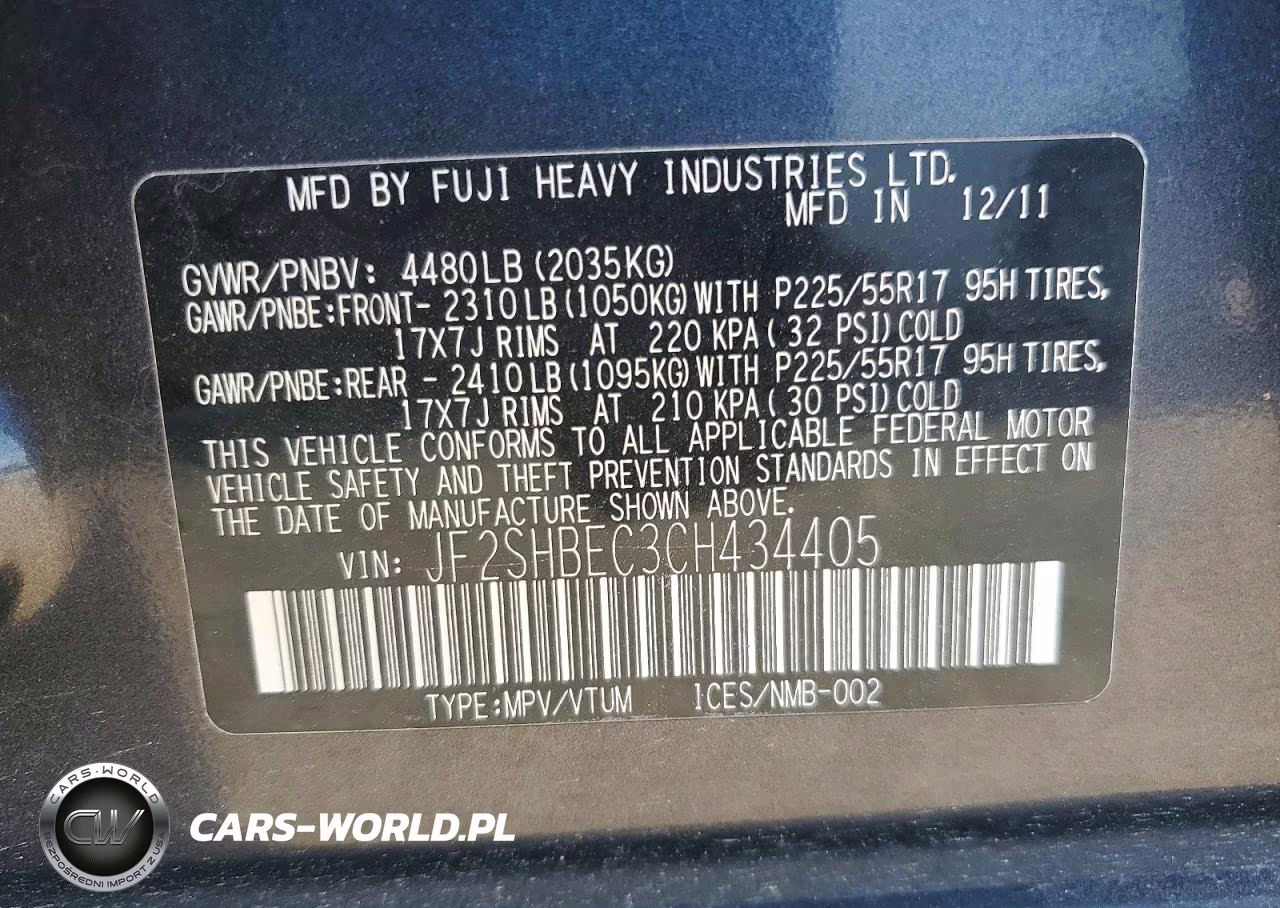 2012 Subaru Forester Limited VIN:JF2SHBEC3CH434405 - 13