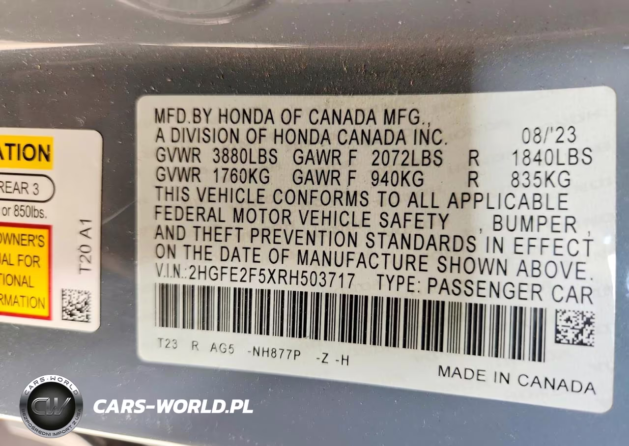 2024 Honda Civic Sport VIN:2HGFE2F5XRH503717 - 12