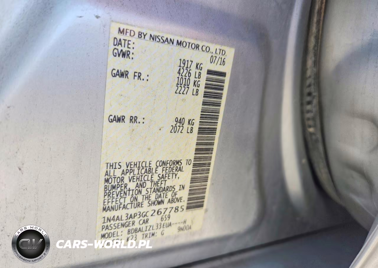 2016 Nissan Altima 2.5 Sv VIN:1N4AL3AP3GC267785 - 12